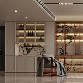 Modern Interior Design With Display Shelves Piano Decorative Items And Lighting 3d model