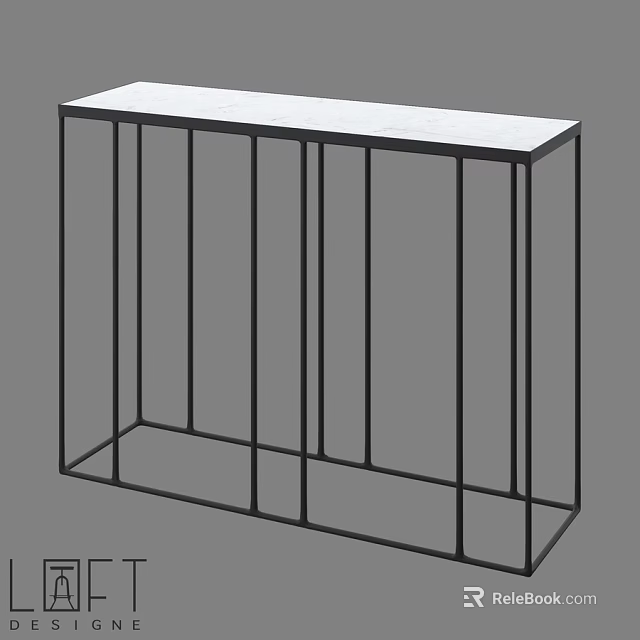 Modern Minimalist Dining Table With Black Metal Frame And White Tabletop Design 3d model 