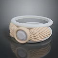 Elegant Fashion Ring With Intricate Wing Design And Central Gemstone Accent