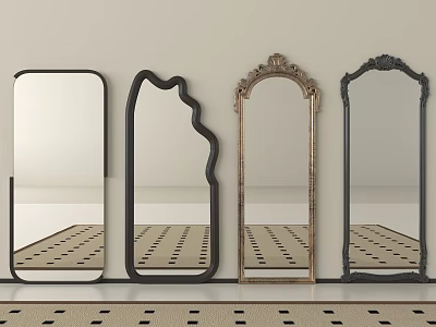 Assorted Decorative Mirrors With Modern And Vintage Frame Designs For Home Decor 3d model