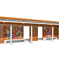 Stylish Outdoor Wooden Pergola Design With Colorful Decorative Panels And Columns