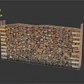 Neatly Stacked Firewood Pile on Wooden Rack with Gray Background