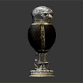 Elegant Owl Shaped Metallic Decorative Furniture Ornament With Silver Gold Accents And Sturdy Base