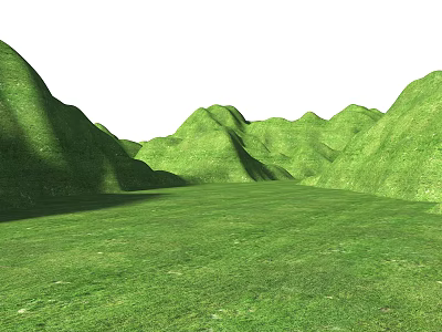 Beautiful Park Landscape With Green Rolling Hills And Lush Grass Field 3d model