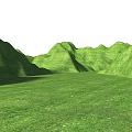 Beautiful Park Landscape With Green Rolling Hills And Lush Grass Field