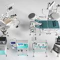 Essential Medical Equipment Including Surgical Tables Dental Chairs Monitors And Trolleys