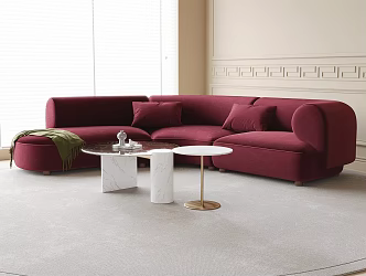 Modern Curved Sofa Multi-person Sofa Coffee Table Fabric Sofa 3d model