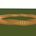 Wooden Pergola Linear Striped Design In Outdoor Garden With Green Grass Trees And People Walking