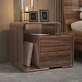 Wooden Bedroom Bedside Table with Drawers Open Shelf and Photo Frames