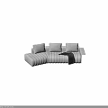 Gray Striped Modern Multi Seater Sofa With Plush Cushions And Throw Blanket 3d model
