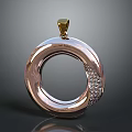 Elegant Rose Gold Circular Pendant With Sparkling Diamond Accents And Smooth Polished Finish