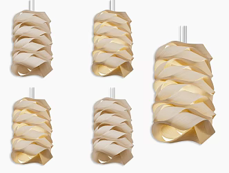 Modern origami chandelier wood veneer chandelier shaped art chandelier creative wood chandelier living room hall lobby chandelier creative art curved chandelier 3d model