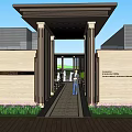 Colorful Children's Playground With Water Channels Wooden Pavilions Winding Walkways And Green Lawns