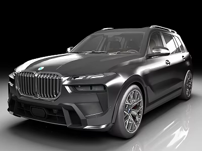 Black BMW SUV Car With Modern Design Large Grille LED Headlights And Sporty Wheels 3d model