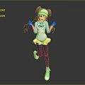 Anime Girl With Brown Pigtails And Cute Red Creature In White Top Yellow Skirt Outfit