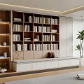 Modern Full Wall Bookshelf With Seating Bench And Built In LED Lighting For Living Room