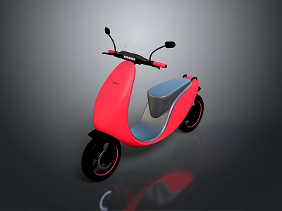 Red Modern Electric Scooter With Sleek Body Gray Seat And Black Handlebars 3d model