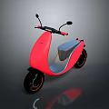 Red Modern Electric Scooter With Sleek Body Gray Seat And Black Handlebars
