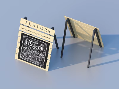 Wooden Signboards For Daily Life Display With Flavors And Hot Cocoa Design 3d model