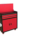 Mobile Hardware Tool Cabinets with Red Pegboard Backs Drawers and Cabinet Doors on Wheels