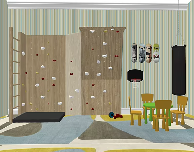 Modern Children's Table and Chair 3d model