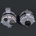 Two Industrial Equipment Units Featuring Silver Metal Casing and Black Functional Parts