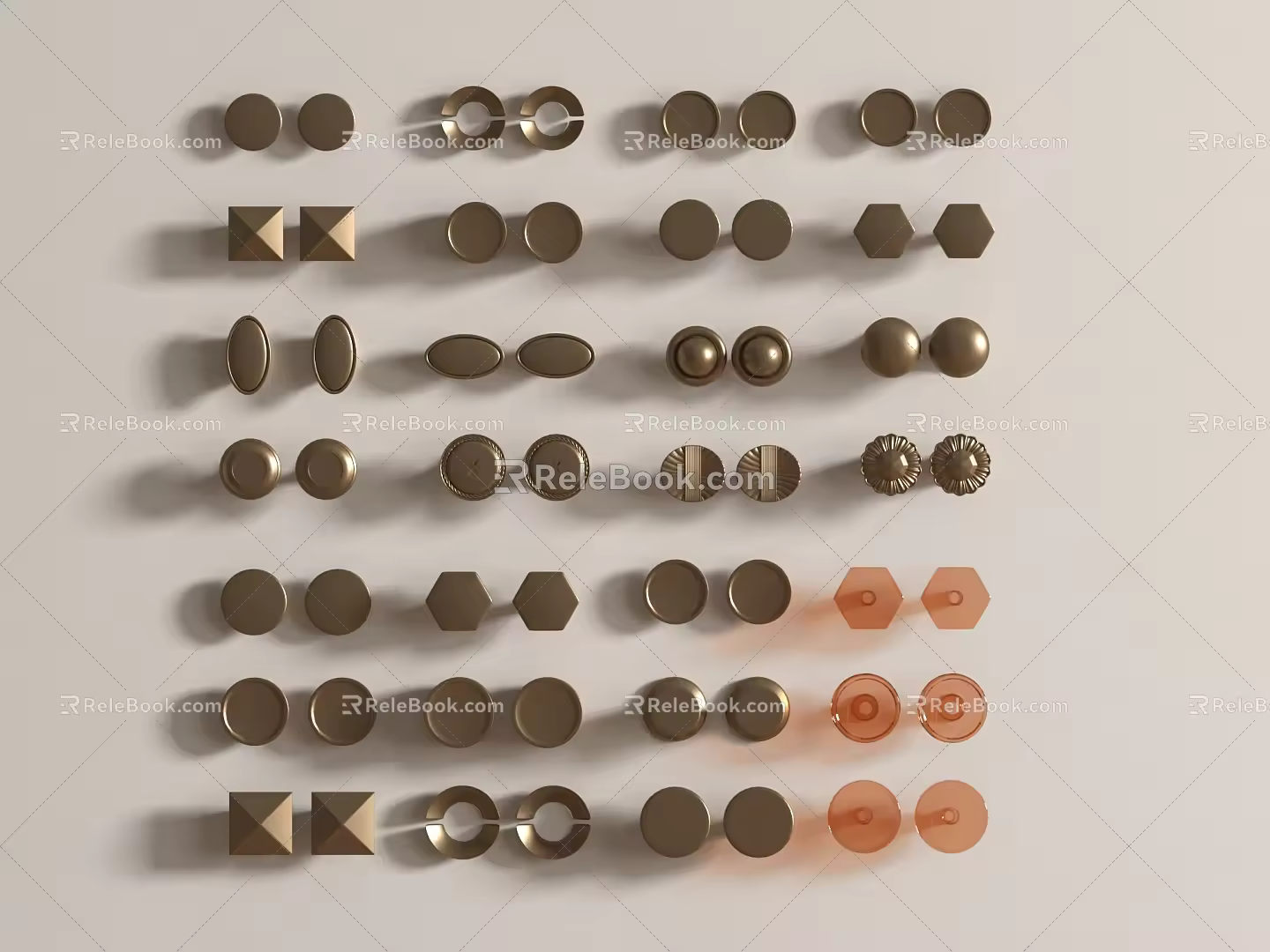 French Middle Ancient Handle Cabinet Door Handle Cabinet Door Handle Round Handle Metal Handle French Handle 3d model