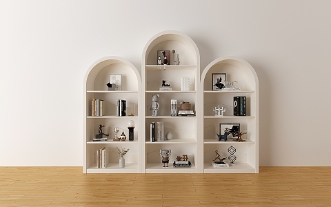 Cream Style Bookcase Free Combination Bookshelf Storage Cabinet Home Living Room Display Cabinet Internet Popular Floor Vertical Storage Cabinet 3d model