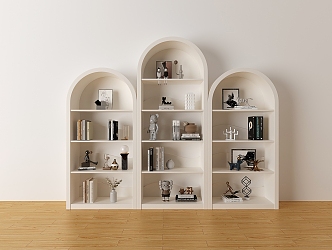 Cream Style Bookcase Free Combination Bookshelf Storage Cabinet Home Living Room Display Cabinet Internet Popular Floor Vertical Storage Cabinet 3d model