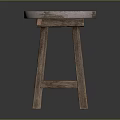 Natural Rustic Wooden Stool With Round Seat And Simple Solid Structure