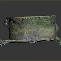 Natural Garden Landscape With Moss Covered Stone Pillar And Cracked Stone Pavement