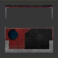 Red Computer Cooling System With Blue Glowing Component And Ventilation Grilles