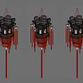 Three Traditional Chinese Lanterns With Black Red Design And Hanging Red Tassels