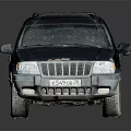 Dark Blue Vintage Jeep SUV With Roof Rack And Alloy Wheels Design
