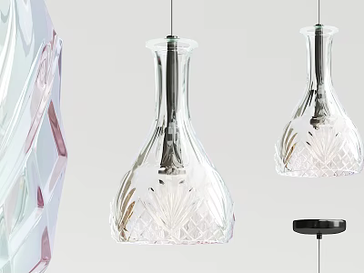 Elegant Modern Glass Chandelier With Transparent Hanging Design And Intricate Patterns 3d model