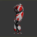 Futuristic Red and Silver Robot Character With Muscular Mechanical Build And Detailed Armor Design 3d model