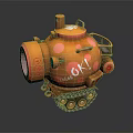 Yellow Military Vehicle With Tracks Pink Spots 6K Logo And Round Design