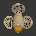 Futuristic Levitating Vehicle With Beige And Brown Exterior Transparent Cockpit Yellow Accent Lines