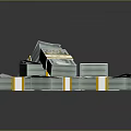 Stacked US Dollar Bills Bundled With Yellow Tape On Black Surface