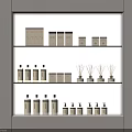 Perfume and Cosmetics Display Shelf with Bottles Reed Diffusers and Packaging Boxes 3d model