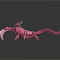 Pink And Blue Armored Dragon With Long Mechanical Body Sharp Claws And Shiny Metallic Design