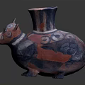 Animal Shaped Ceramic Vase With Red And Blue Patterned Bear Standing On Four Legs