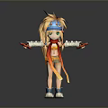 Cartoon Woman With Golden Hair Blue Headband Green Eyes In Colorful Outfit Stretching Arms