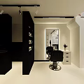 Contemporary Hair Beauty Salon Open White Interior With Mirrors Styling Chairs Staircase And Decorative Paintings