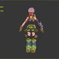 Mechanical Style Daily Life Clothing Accessories With Brown Shorts Blue Red Boots And Arm Cuffs
