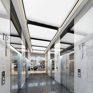 modern elevator hall office lobby elevator room 3d model