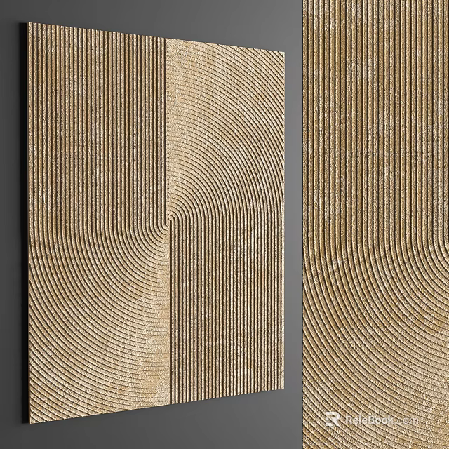 Elegant Modern Gold Wall Decor With Wavy Lines And Textured Surface 3d model 