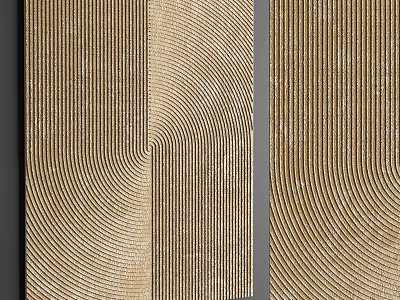 Elegant Modern Gold Wall Decor With Wavy Lines And Textured Surface 3d model