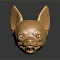Golden Shiny Chihuahua Head Sculpture With Reflective Surface And Artistic Design