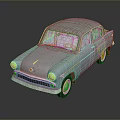 Light Blue Vintage Car With Classic Design And Shiny Surface Reflection 3d model